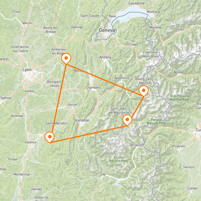 A map showing locations in France