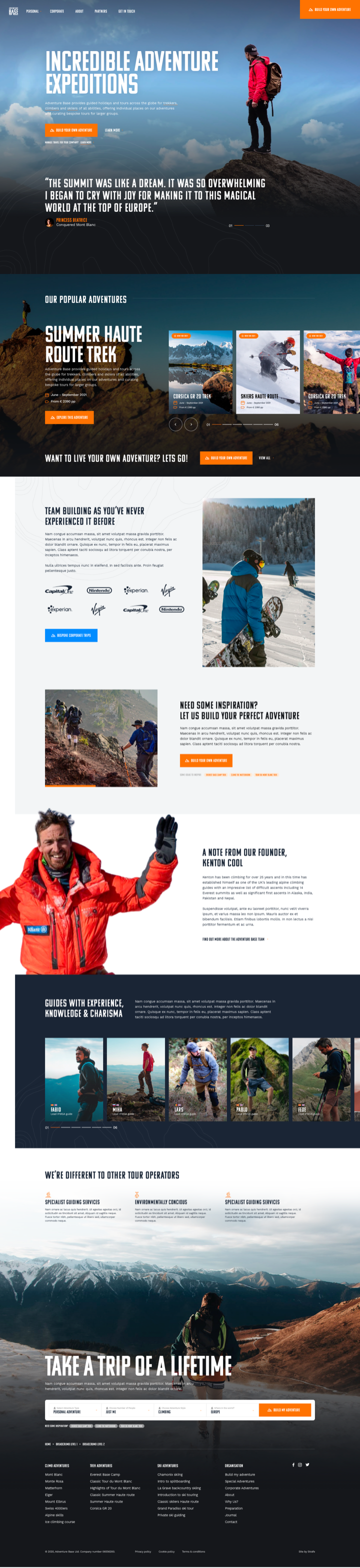 Long screenshot of the full website showing all sections