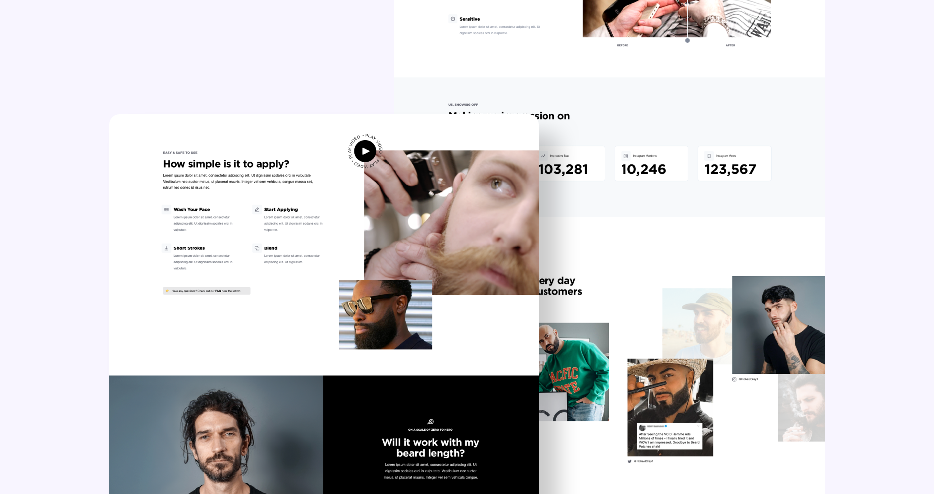 Screenshots showing the website